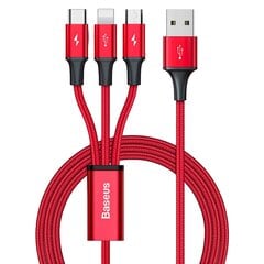 Baseus 3-in-1 cable with USB terminals - USB Type C / Lightning / micro USB 1.2 m, 3.5A red (CAJS000009) цена и информация | Кабели для телефонов | hansapost.ee