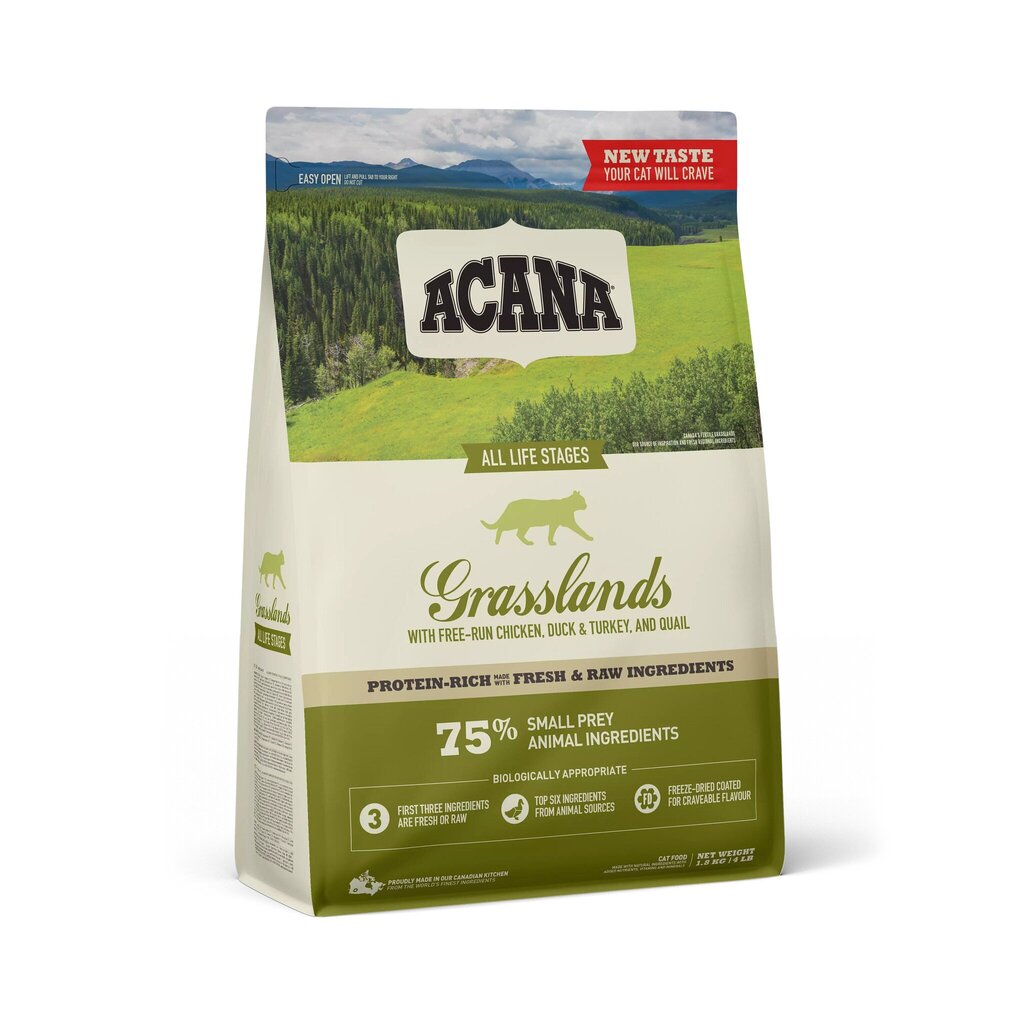 Cat Grasslands Acana, 1.8 kg цена и информация | Kassi kuivtoit ja kassikrõbinad | hansapost.ee