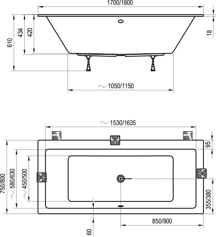 Vann Ravak, 170x75 hind ja info | Vannid | hansapost.ee