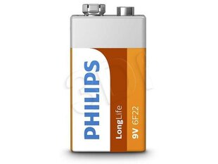 PHILIPS LongLife 9V/6F22 B1 элемент цена и информация | Батерейки | hansapost.ee