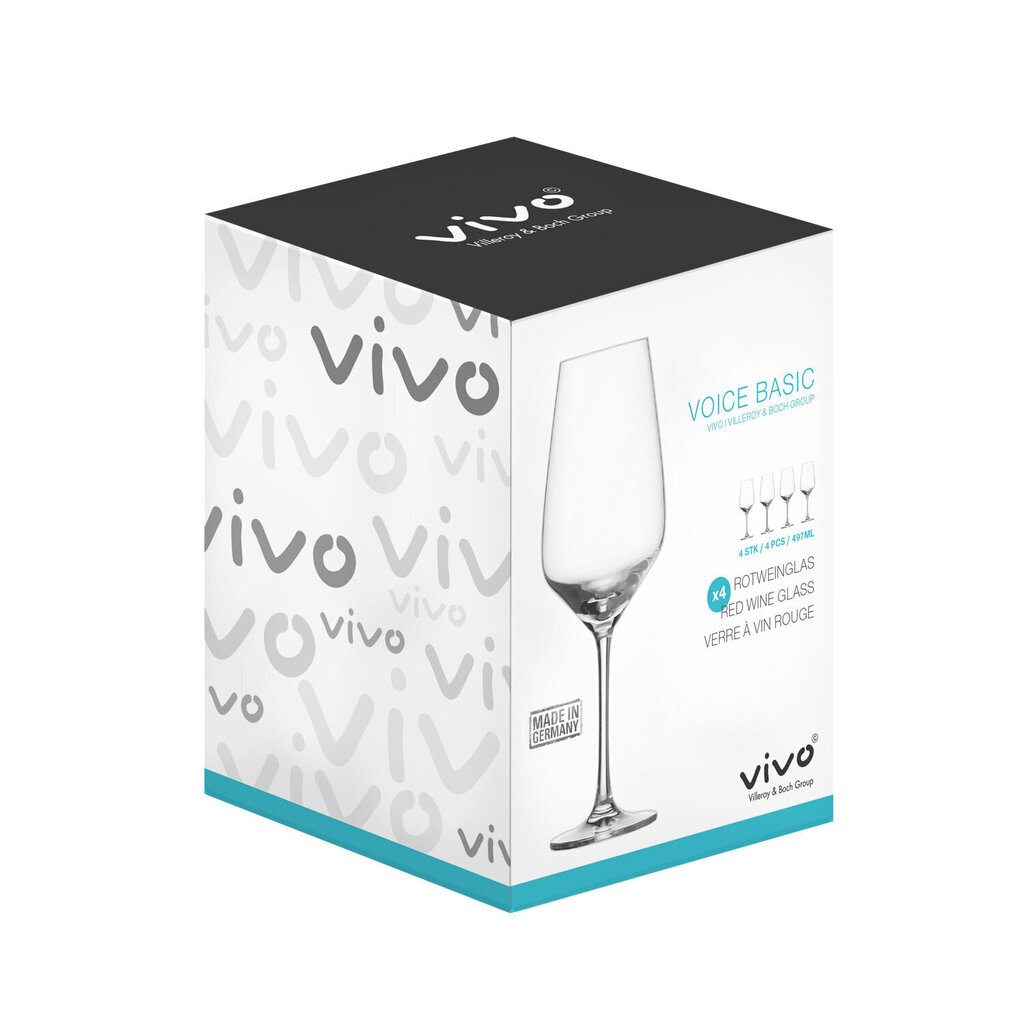 Vivo by Villeroy & Boch Punase veini klaasid VIVO Voice Basic, 4 tk цена и информация | Klaasid, kruusid ja kannud | hansapost.ee