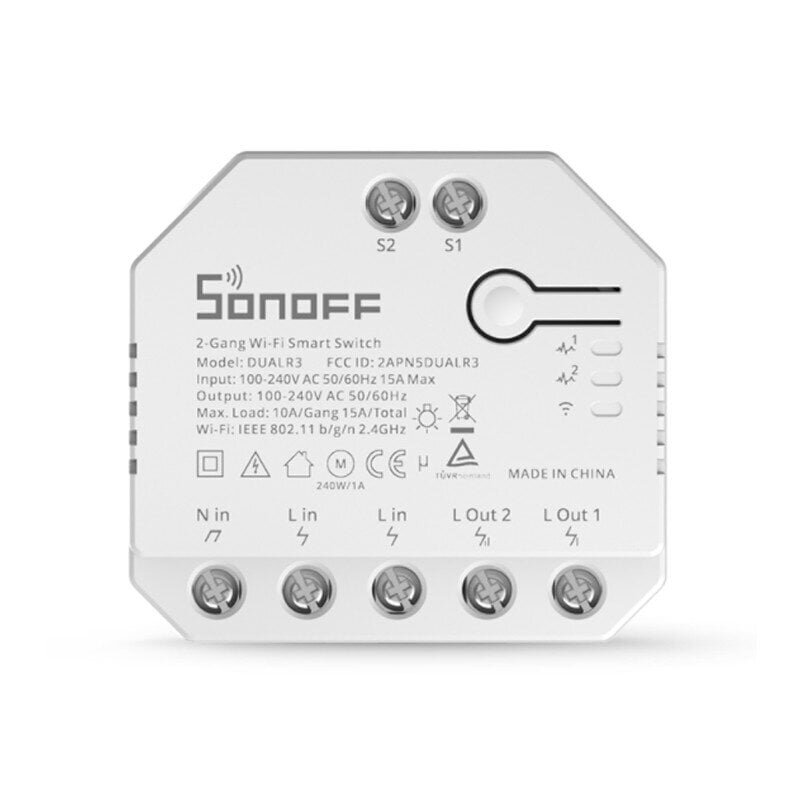 Sonoff WiFi nutikas lüliti, Dual R3 hind ja info | Pistikupesad ja lülitid | hansapost.ee