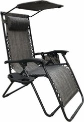 Fotel leżak ogrodowy składany z daszkiem i zagłówkiem szary цена и информация | Лежаки | hansapost.ee