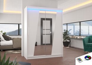 Riidekapp LED valgustusega ADRK Furniture Bolton, valge цена и информация | Шкафы | hansapost.ee
