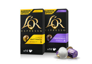 Kohvikapslid L'OR MATTINATA ir PROFONDO, 20 kapslit Nespresso® masinale hind ja info | Kohv ja kakao | hansapost.ee