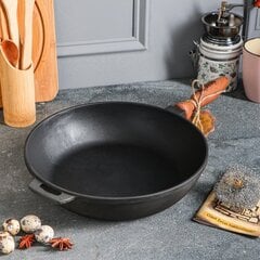 Чугунная сковорода 24х4 см с деревянной ручкой. цена и информация | Посуда для приготовления пищи | hansapost.ee