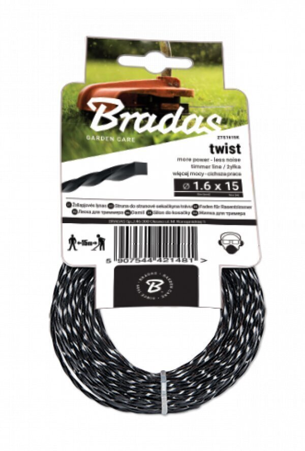 Trimmeri jõhv Bradas TWIST, 3,0 mm x 15 m hind ja info | Aiatööriistade varuosad | hansapost.ee