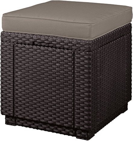 Aiatool - hoiukast Cube padjaga, pruun цена и информация | Aiatoolid, rõdutoolid | hansapost.ee