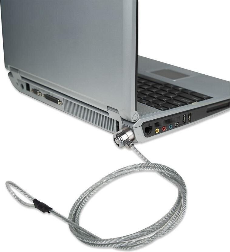 Sülearvuti turvakaabel Manhattan K-Slot, 3 mm, 1,4 m, võtmega цена и информация | Sülearvuti tarvikud | hansapost.ee