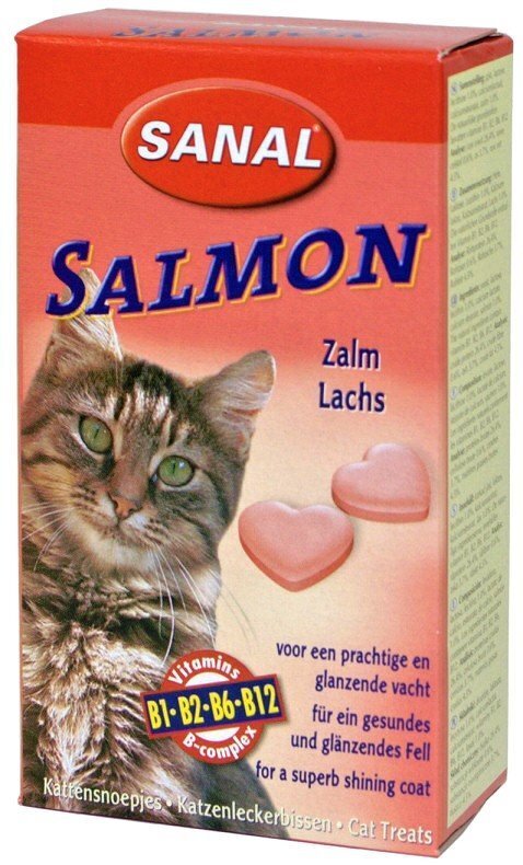 Kasside toidulisand lõhe tablettidega SANAL Salmon, 85 tabletti цена и информация | Toidulisandid, vitamiinid ja parasiiditõrje | hansapost.ee