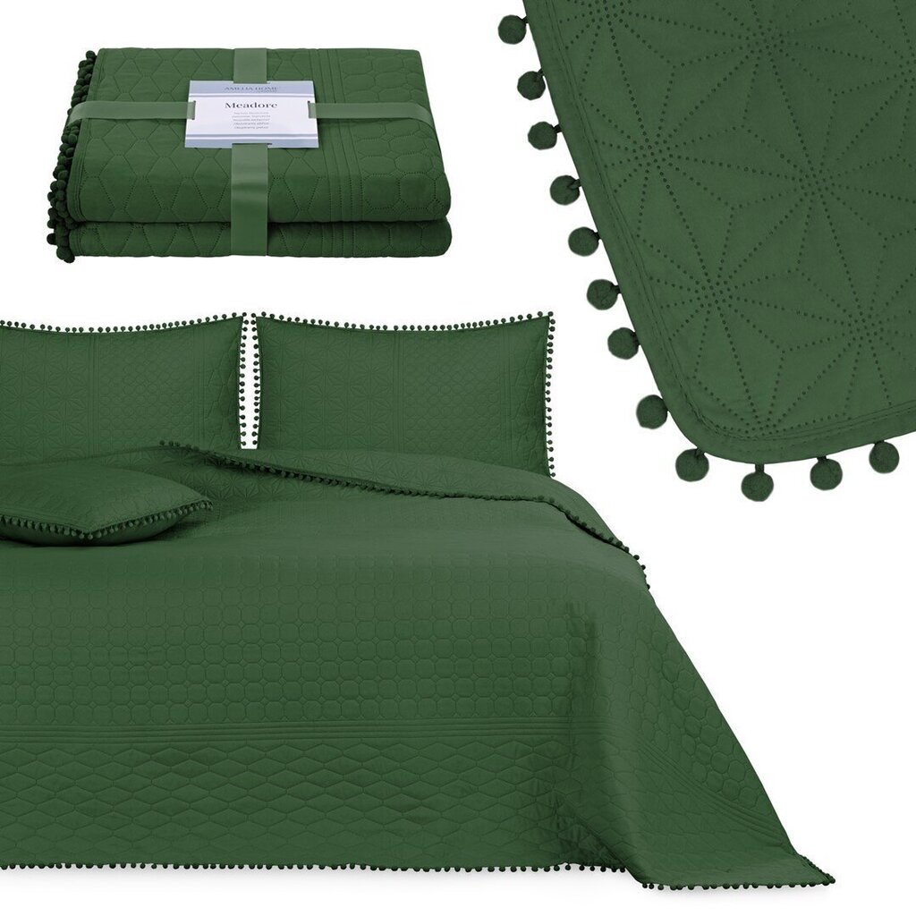 AmeliaHome tepitud voodikate koos tuttidega Meadore, 170x270 cm цена и информация | Pleedid, voodikatted ja päevatekid | hansapost.ee