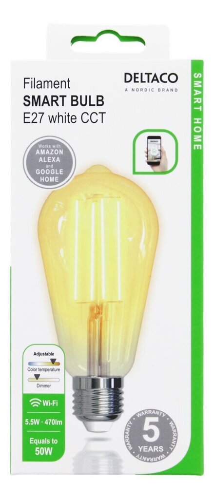 LED-pirn Deltaco Smart Home SH-LFE27ST64 цена и информация | Lambipirnid ja LED-pirnid | hansapost.ee