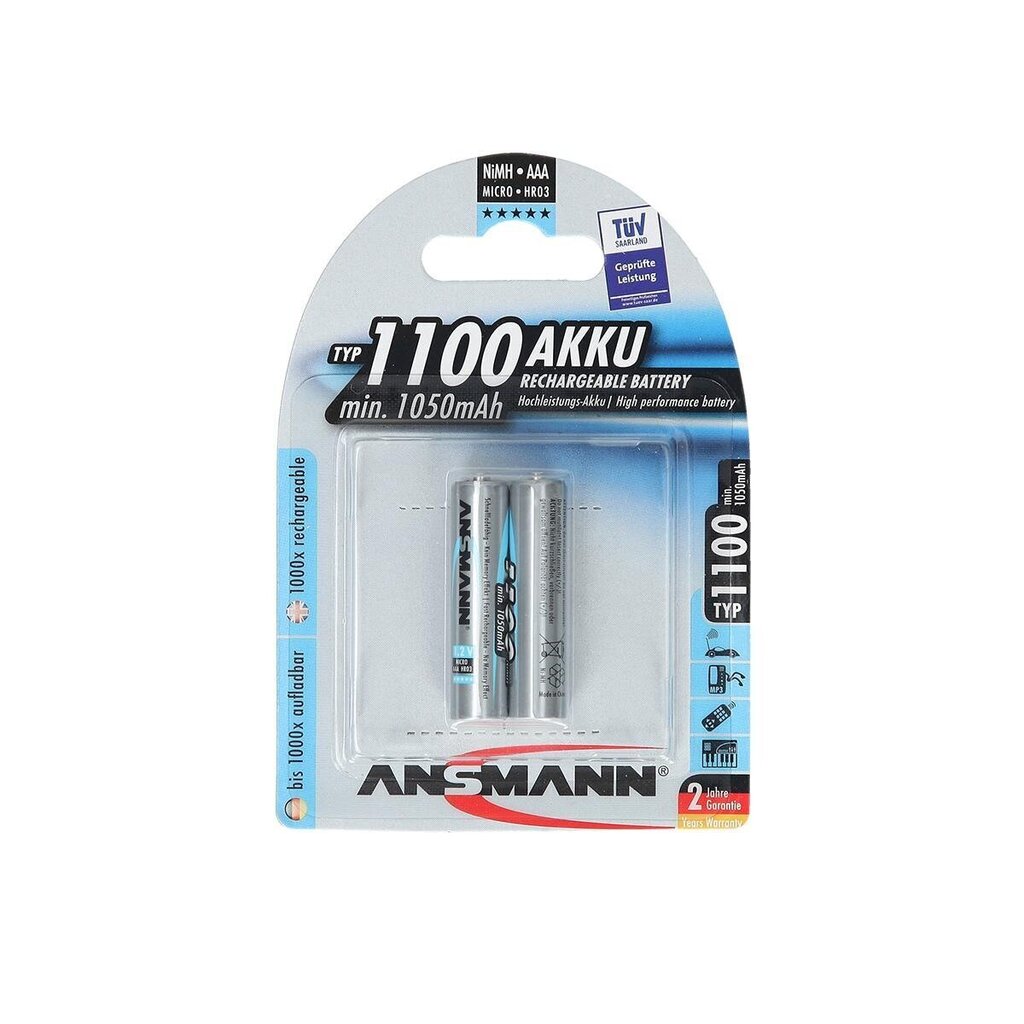 Taaslaetav aku 5035222 AAA NiMH 2x1100mAh цена и информация | Fotoaparaatide akud ja patareid | hansapost.ee