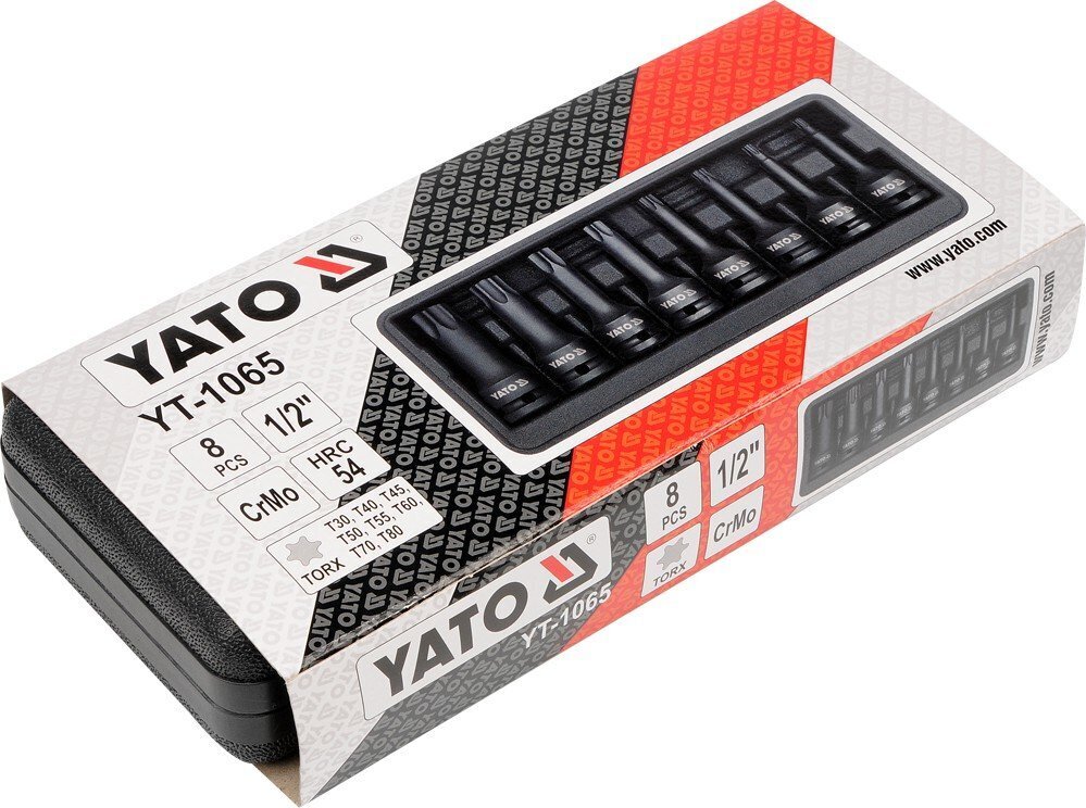 Löökvõtme komplekt Torx 1/2" T30-T80 Yato (YT-1065), 8 tk hind ja info | Käsitööriistad | hansapost.ee