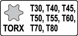 Набор ударных наконечников Torx 1/2’’ Т30-Т80 Yato (YT-1065), 8 шт. цена и информация | Механические инструменты | hansapost.ee