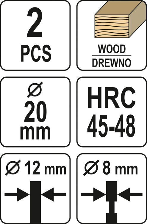 Frees-korgipuur puidule HRC d- 20mm 2tk. Yato (YT-33831) цена и информация | Käsitööriistad | hansapost.ee