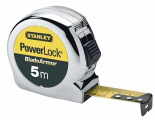 Лента с броней лезвия STANLEY 0-33-527 Powerlock, только метрическая 8 м, серебристая / черная цена и информация | Ручной инструмент, 18 В 125 мм бесщеточная угловая шлифовальная машина для Makita Cordless, замена литий-ионного аккумулятора | hansapost.ee