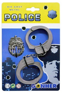 GONHER politsei käerauad + märk, 324/0 цена и информация | Arendavad laste mänguasjad | hansapost.ee