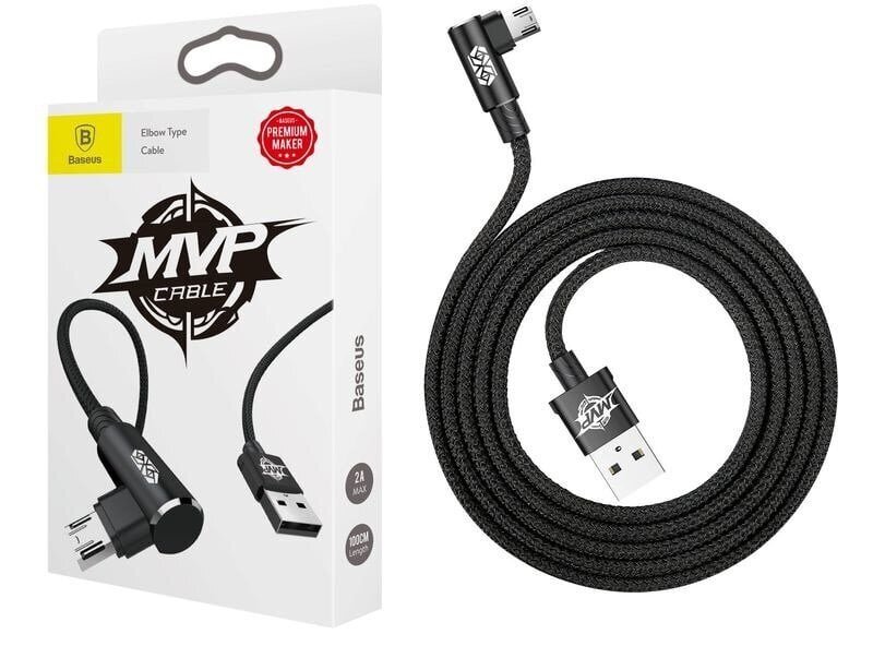 USB-kaabel, Baseus MVP Double-sided Elbow Type Cable micro USB 1.5A 2M, must (CAMMVP-B01) цена и информация | Mobiiltelefonide kaablid | hansapost.ee