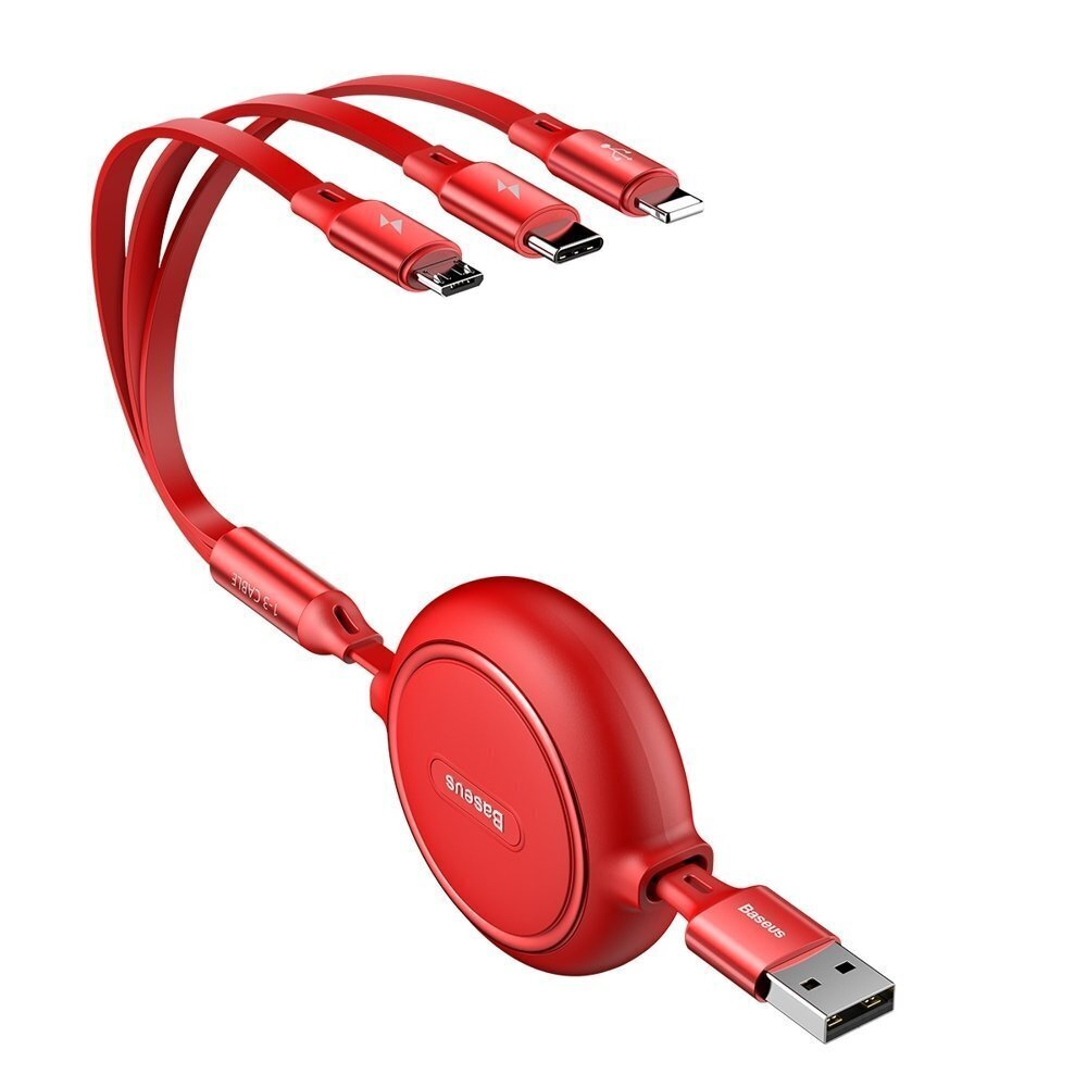 Baseus USB - micro USB / Lightning / USB-C, 35 cm - 120 cm, punane hind ja info | Mobiiltelefonide kaablid | hansapost.ee