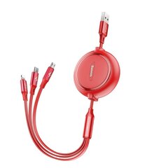 USB-кабель Baseus Golden Loop 3in1 - micro USB / Lightning / USB-C 3.5A 35 см - 120 см, красный (CAMLT-JH09) цена и информация | Borofone 43757-uniw | hansapost.ee