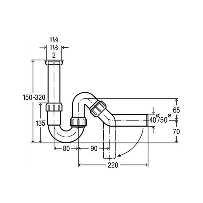 Sifoon Viega 104 634, 1,1/2x40 mm hind ja info | Sifoonid ja põhjaklapid | hansapost.ee