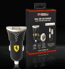 Зарядное устройство Ferrari FEBCCCUNBK 2в1 MFI, черное цена и информация | Зарядные устройства для телефонов | hansapost.ee