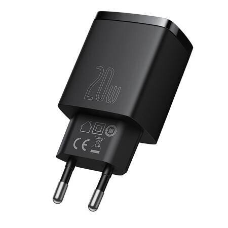 Laadija Baseus CCXJ-B01 USB + Type-C 20W must hind ja info | Laadijad mobiiltelefonidele | hansapost.ee