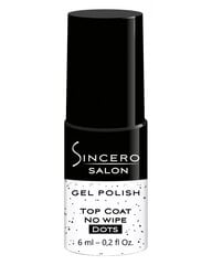 Верхний слой гель-лака для ногтей "Sincero Salon“, Top Coat no wipe, Dots, 6 мл цена и информация | Лаки для ногтей, укрепители для ногтей | hansapost.ee