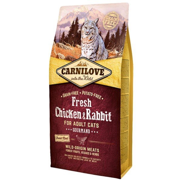 Carnilove Fresh Chicken & Rabbit for Adult kassitoit 2 kg hind ja info | Kassi kuivtoit ja kassikrõbinad | hansapost.ee
