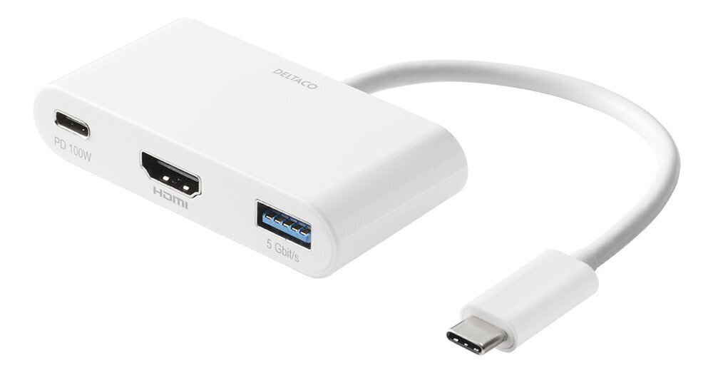 Adapter Deltaco USBC-HDMI23, USB-C/HDMI/USB-A hind ja info | USB adapterid ja jagajad | hansapost.ee