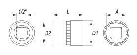 Padrun 12-kant, 9.0mm, 1/2 , CrV YATO цена и информация | Käsitööriistad | hansapost.ee