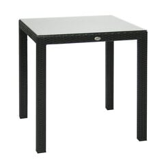 Стол WICKER 73x73xH71см, чёрный цена и информация | Садовые столы и столики | hansapost.ee