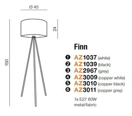 Põrandalamp Azzardo Finn Grey/Chrome price and information | Põrandalambid | hansapost.ee