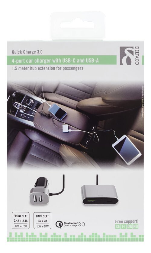 Deltaco USBC-CAR102, USB-C, 10.8A цена и информация | Laadijad mobiiltelefonidele | hansapost.ee