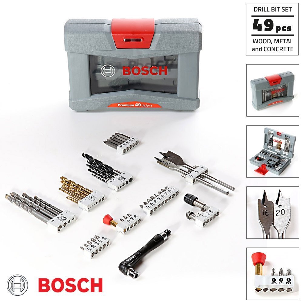 Puuride- kruvikeerajate otsikute komplekt, Bosch 2608P00233, 49 tükki hind ja info | Käsitööriistad | hansapost.ee