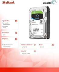 Жесткий диск SEAGATE Desktop SkyHawk Guardian (3,5'/8 ТБ/SATA/5900 об/мин) цена и информация | Внутренние жёсткие диски (HDD, SSD, Hybrid) | hansapost.ee