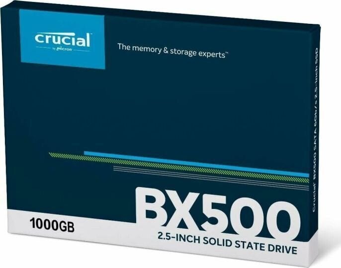 SSD|CRUCIAL|BX500|1TB|SATA 3.0|Write speed 500 MBytes/sec|Read speed 540 MBytes/sec|2,5"|TBW 360 TB|CT1000BX500SSD1 hind ja info | Sisemised kõvakettad | hansapost.ee
