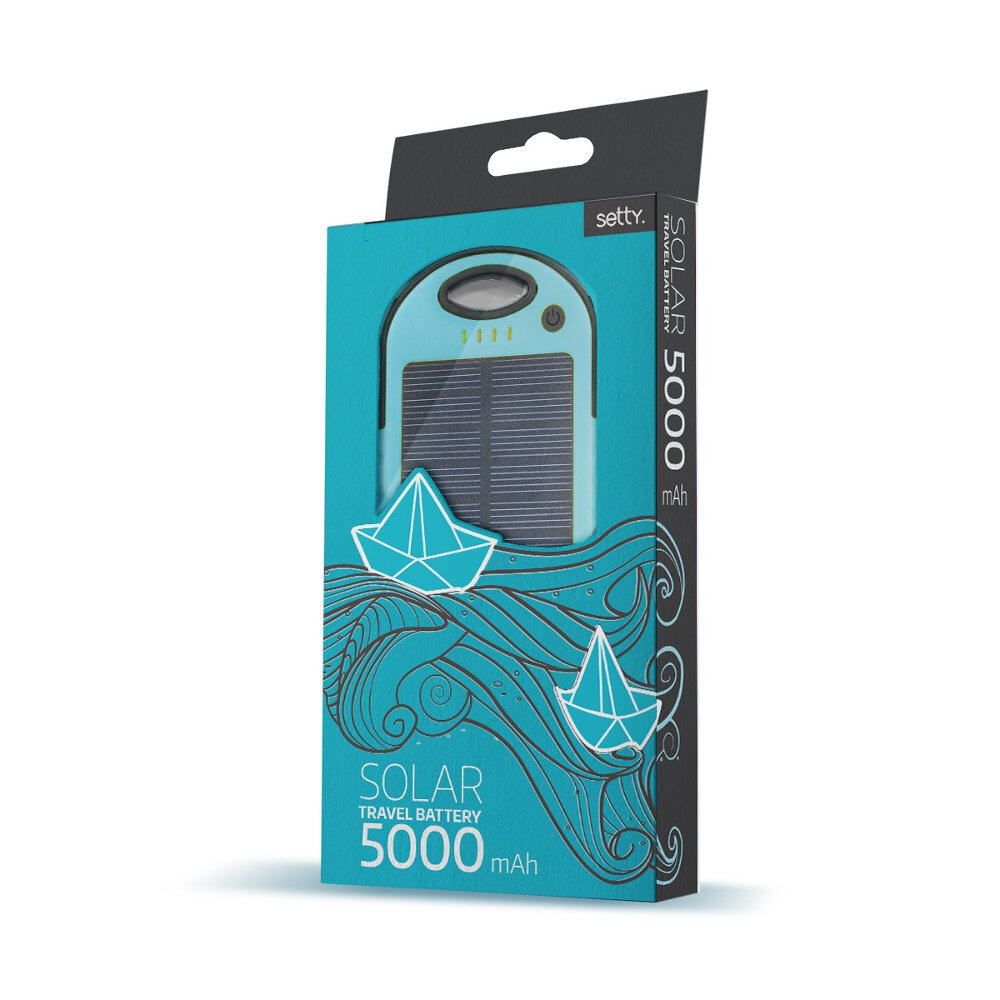 Solar akupank 5000mAh : 5V 1A + 1A + Micro USB цена и информация | Akupangad | hansapost.ee