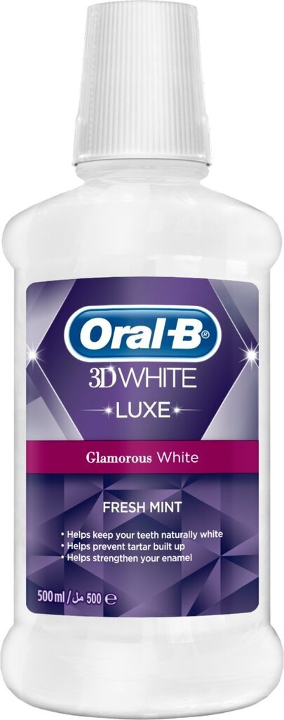 Suuvesi 3D White Luxe Oral-B, 500 ml hind ja info | Hambaharjad, hampapastad ja suuloputusvedelikud | hansapost.ee