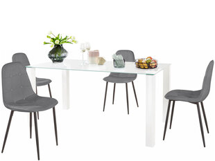 Söögitoa mööblikomplekt Notio Living Dante 160, valge/hall цена и информация | Комплекты мебели для столовой | hansapost.ee