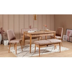 Комплект для столовой из 5 частей Kalune Design Vina, коричневый/розовый цена и информация | Комплекты мебели для столовой | hansapost.ee