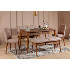 Комплект для столовой из 5 частей Kalune Design Vina, темно-коричневый/розовый цена и информация | Комплекты мебели для столовой | hansapost.ee