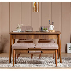 Комплект для столовой из 4 частей Kalune Design Vina, темно-коричневый/розовый цена и информация | Комплекты мебели для столовой | hansapost.ee