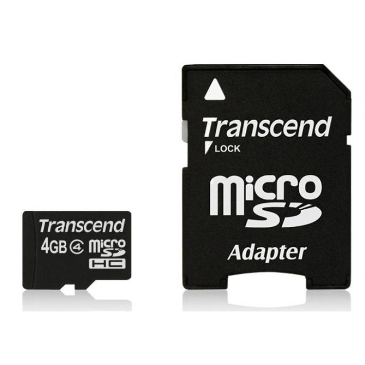 Transcend 4GB microSDHC, 4 klasės ir SD adapter цена и информация | Mälukaardid mobiiltelefonidele | hansapost.ee