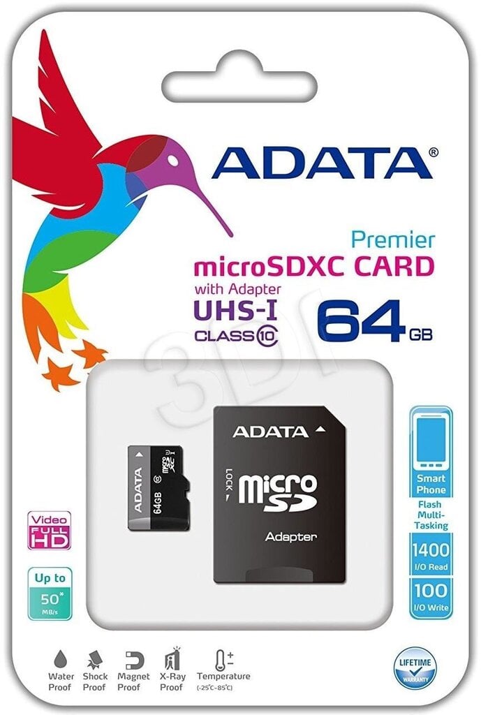 ADATA Premier UHS-I 64 GB, MicroSDXC, Fl цена и информация | Mälukaardid mobiiltelefonidele | hansapost.ee