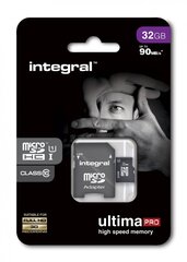 Mälukaart Integral Ultima Pro X MicroSDHC UHS-I 32GB + Adapter hind ja info | Mälukaardid mobiiltelefonidele | hansapost.ee