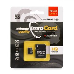 Mälukaart Imro Micro SDHC 16 GB, klass 10 UHS-1 + adapter hind ja info | Imro Mobiiltelefonid, fotokaamerad, nutiseadmed | hansapost.ee