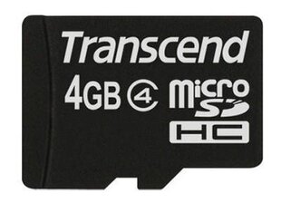 MEMORY MICRO SDHC 4GB/CLASS4 TS4GUSDC4 TRANSCEND hind ja info | Mälukaardid mobiiltelefonidele | hansapost.ee
