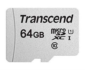 Transcend TS64GUSD300S MicroSDXC 64GB hind ja info | Mälukaardid mobiiltelefonidele | hansapost.ee